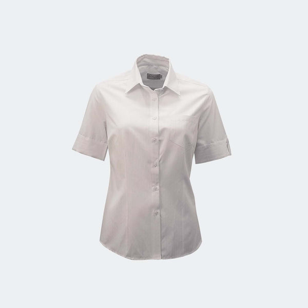 K206 Angelique Ladies Short Sleeve Self Stripe Blouse