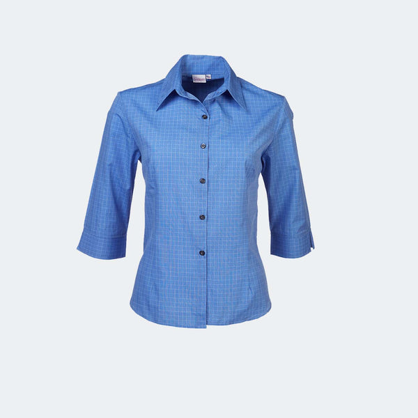 P04 Cathy Ladies 3/4 Sleeve Check Blouse