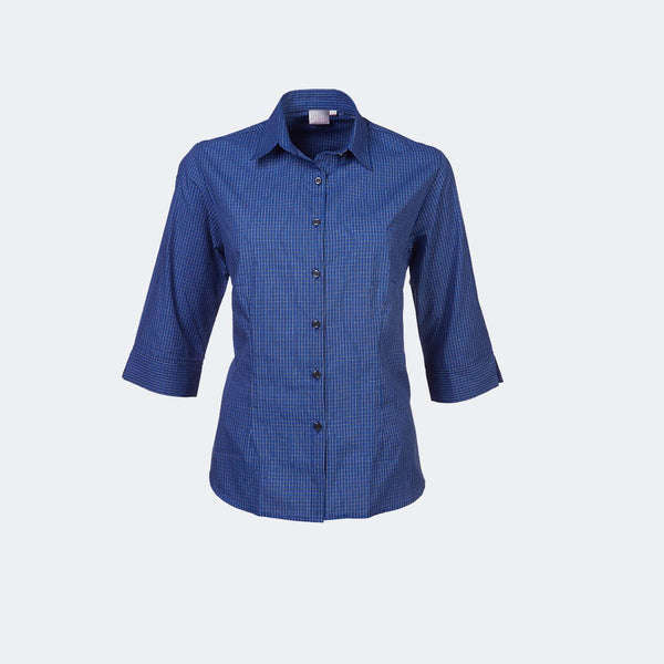 P05 Cathy Ladies 3/4 Sleeve Check Blouse